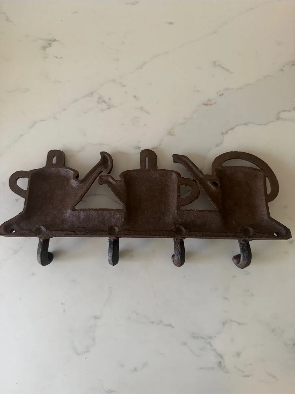 Vintage Cast Iron Watering Can Wall 4-Hook